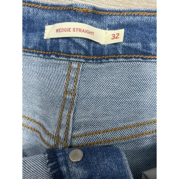 Levis Wedgie Straight Jeans Womens 32 Blue Button-Fly High-Rise Cotton 33x28 - Picture 5 of 11